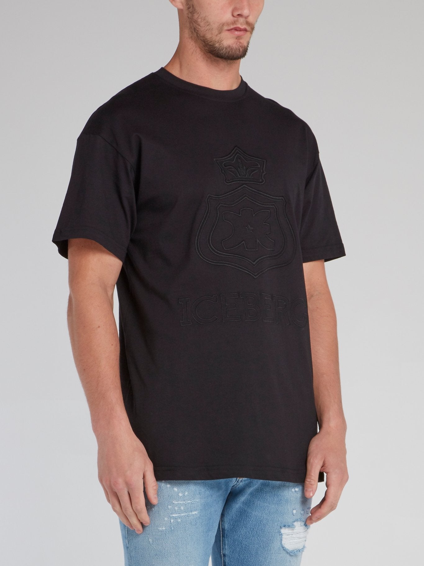 Black Embroidered Monogram T-Shirt