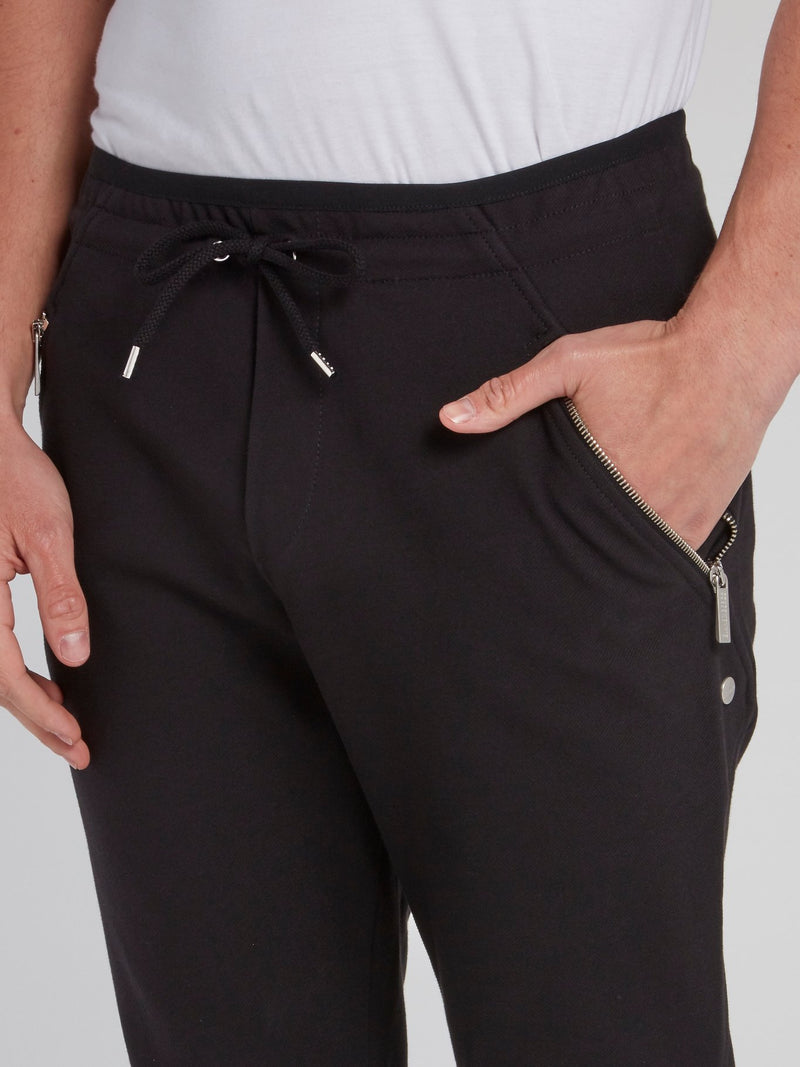 Black Zipper Pocket Sweatpants
