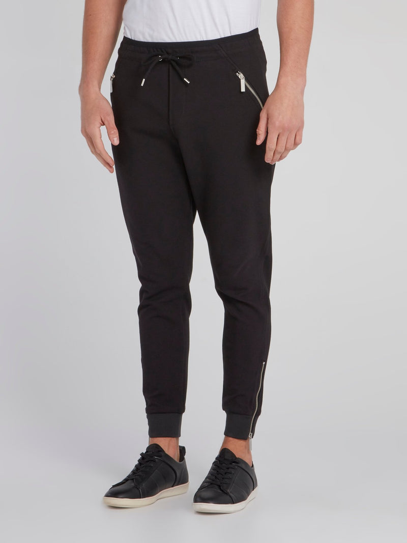 Black Zipper Pocket Sweatpants