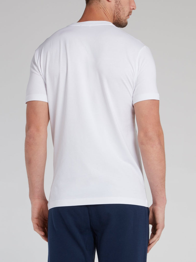 White Monogram Print T-Shirt