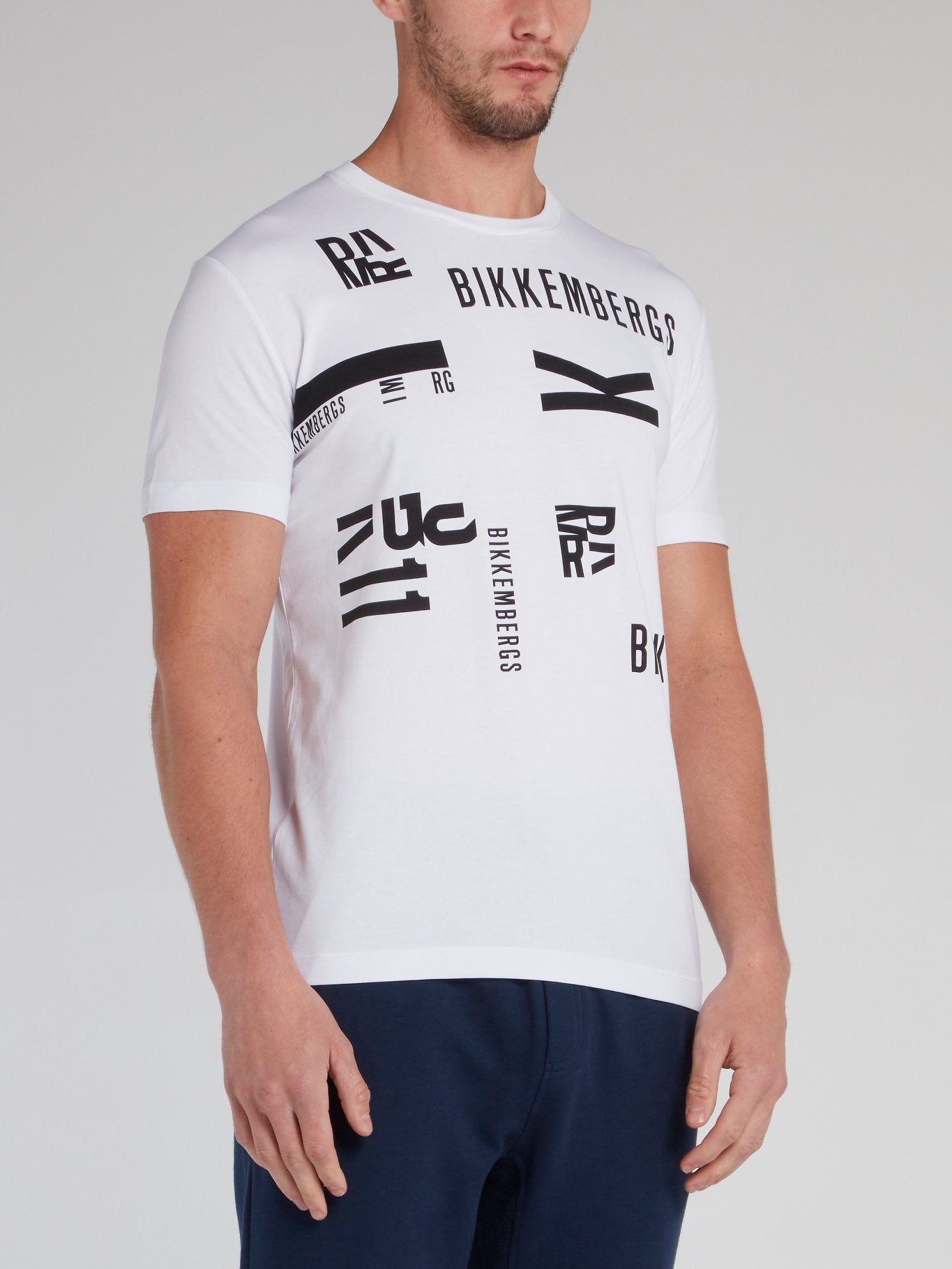 White Monogram Print T-Shirt