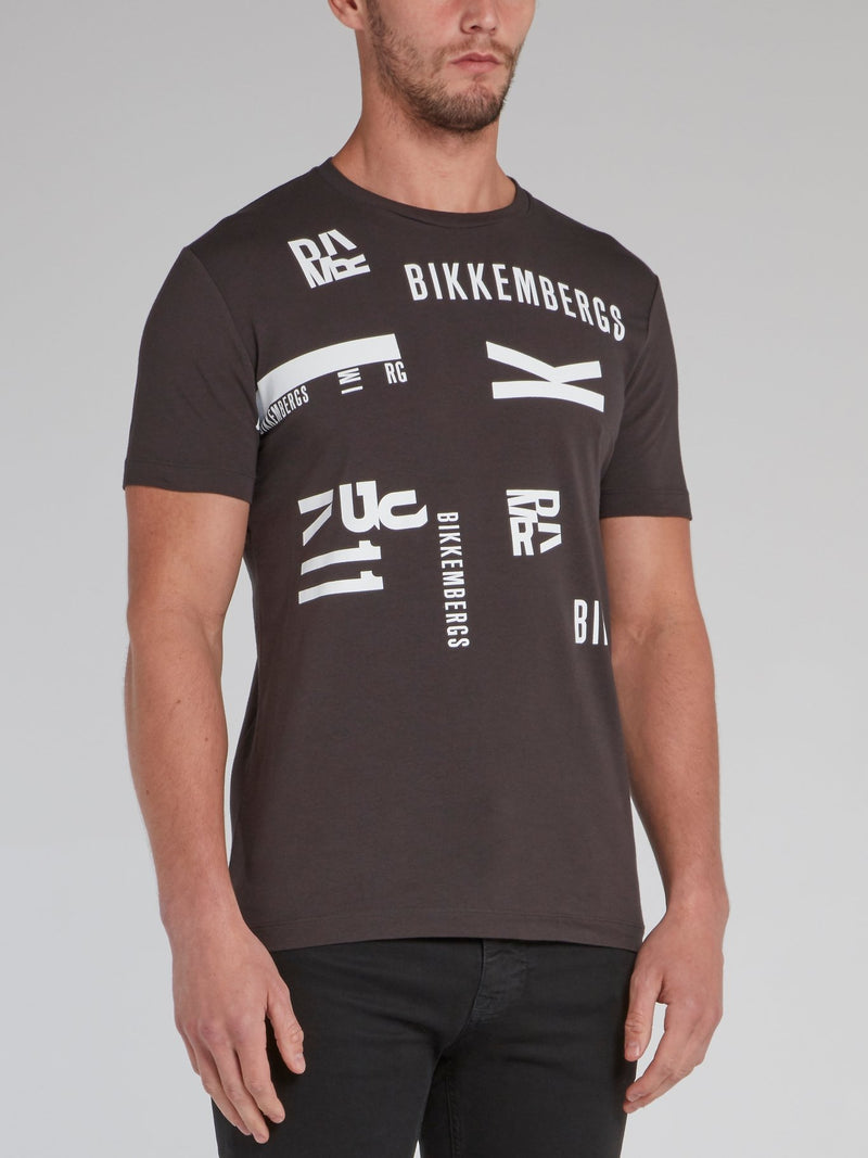 Brown Monogram Print T-Shirt