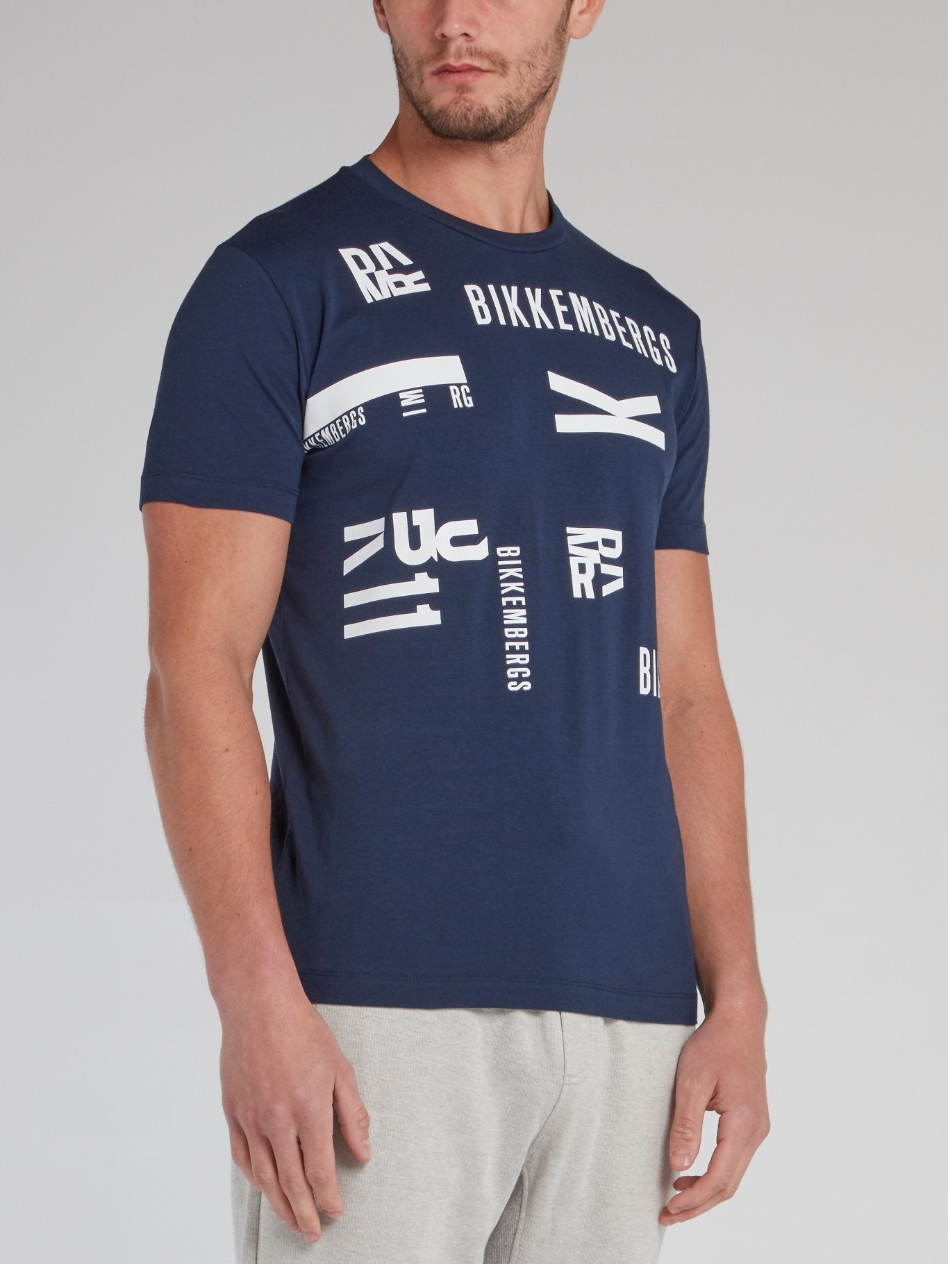 Navy Monogram Print T-Shirt