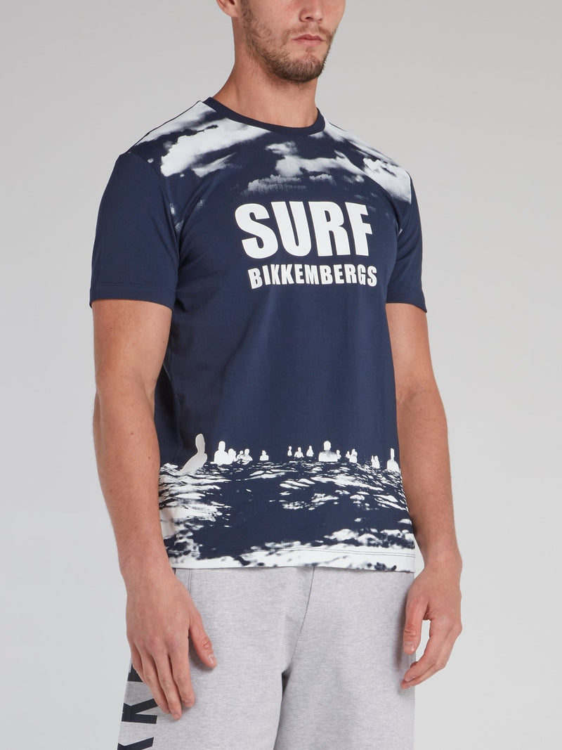 Navy Printed Crewneck T-Shirt