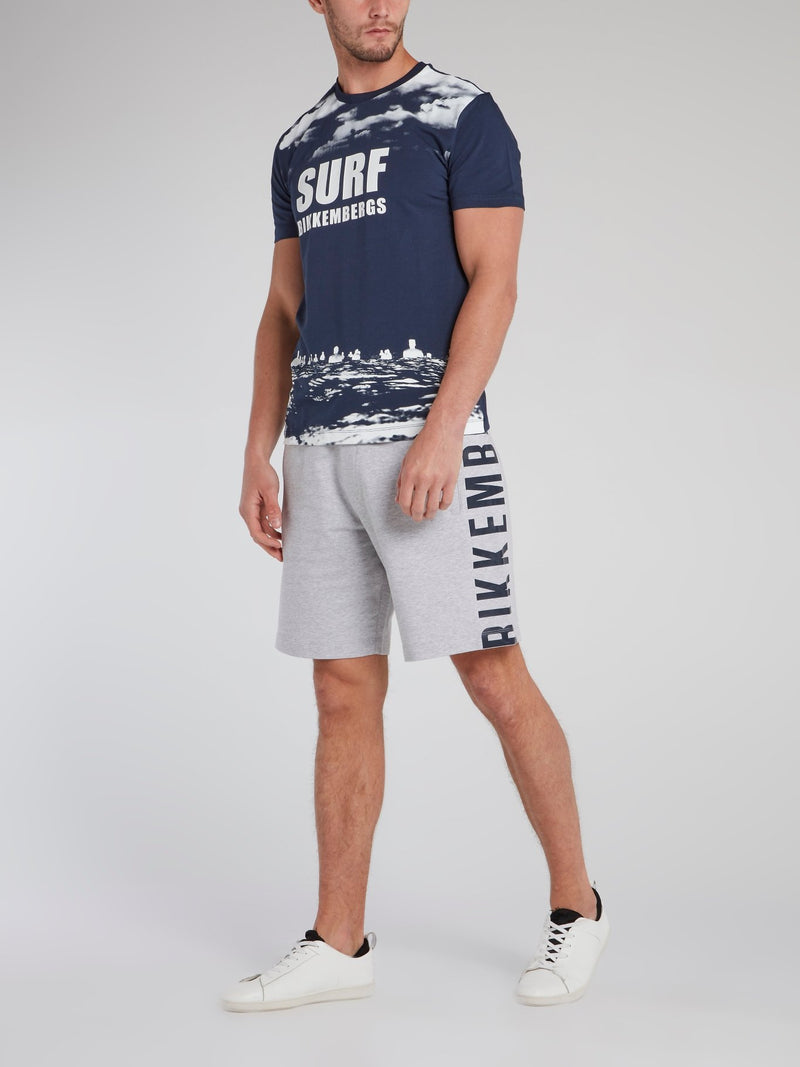 Navy Printed Crewneck T-Shirt