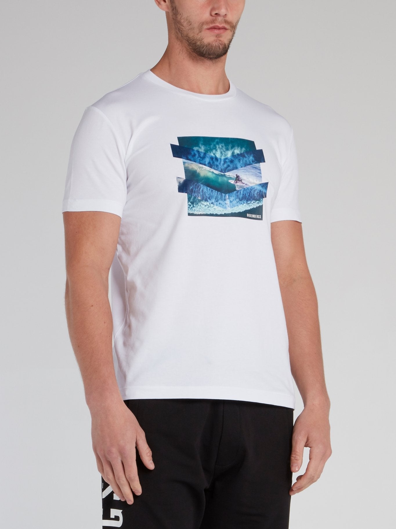 White Chevron Graphic Print T-Shirt