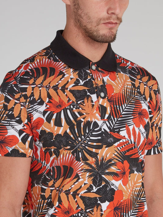 Tropical Print Polo Shirt