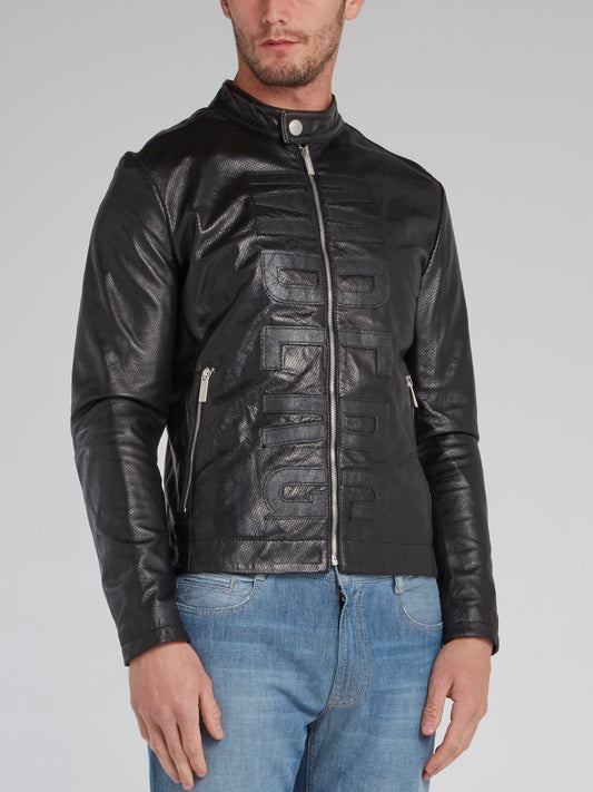 Black Perforated Leather Jacket