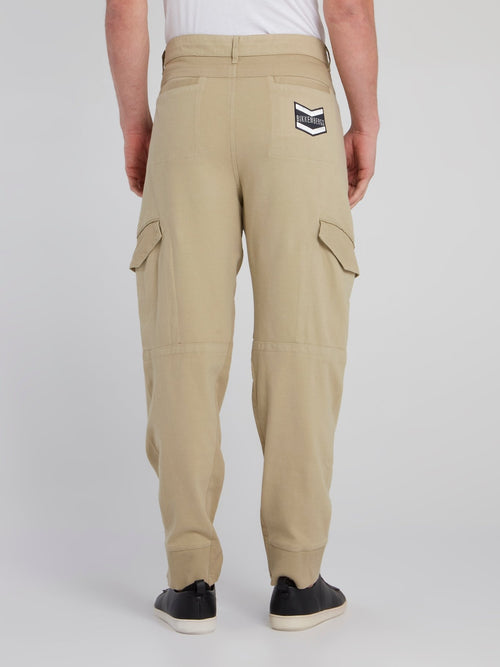 Khaki Rear Logo Cargo Trousers