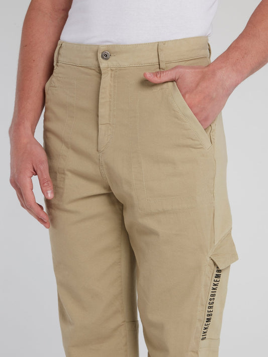Khaki Rear Logo Cargo Trousers