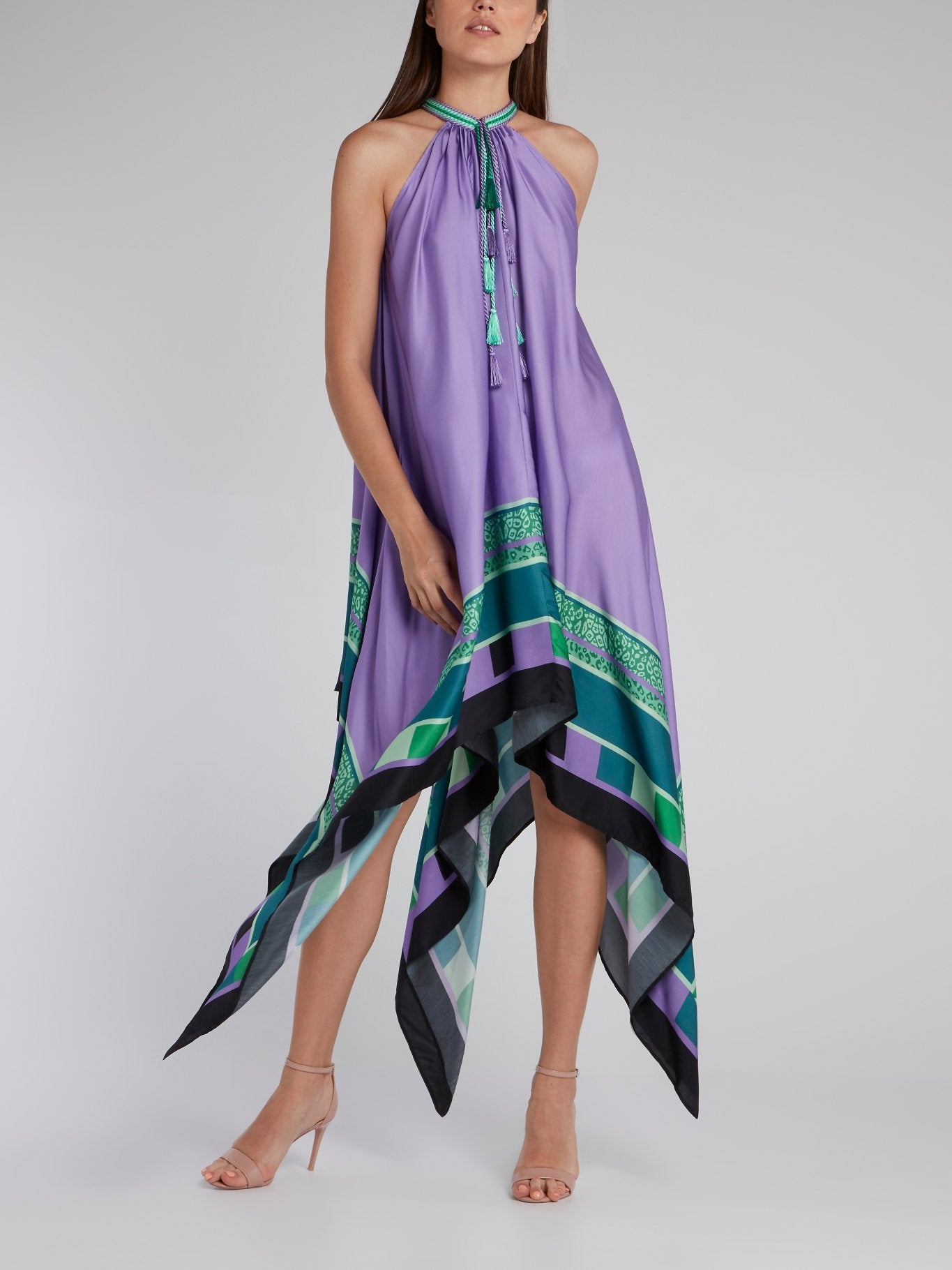 Striped Hem Halter Neck Trapeze Dress Striped Hem Halter Neck Trapeze Dress