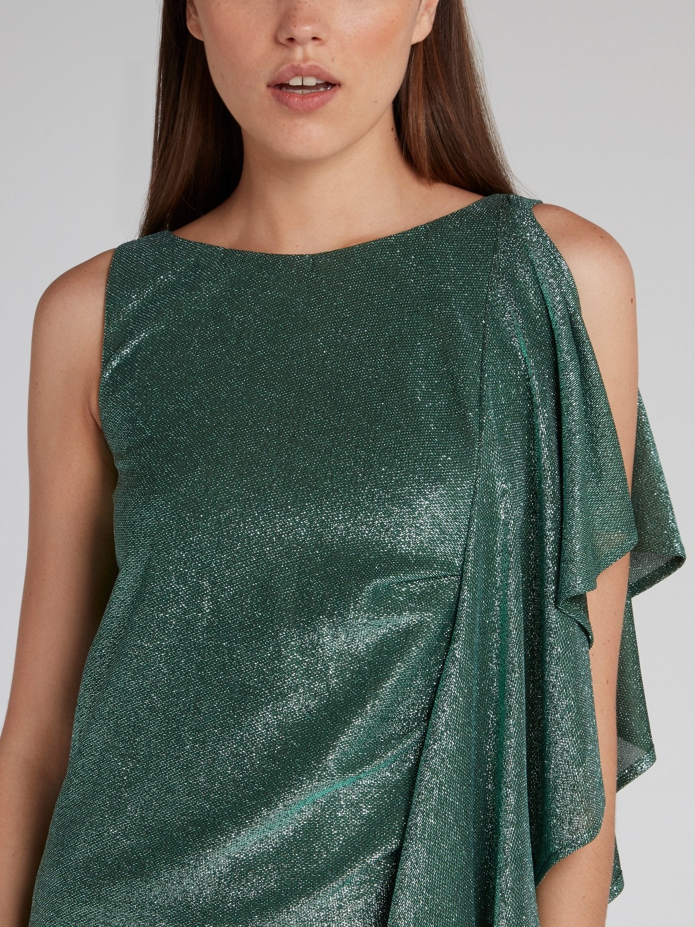 Emerald Bateau Neckline Drape Dress
