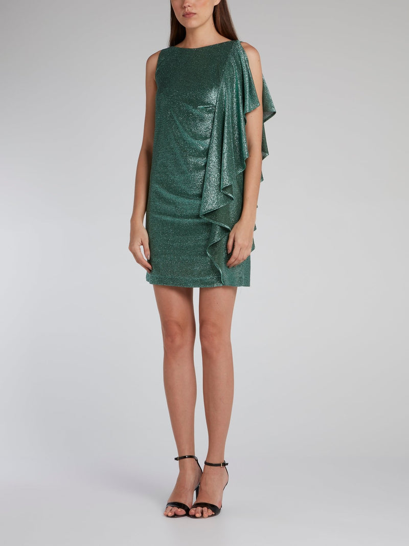 Emerald Bateau Neckline Drape Dress