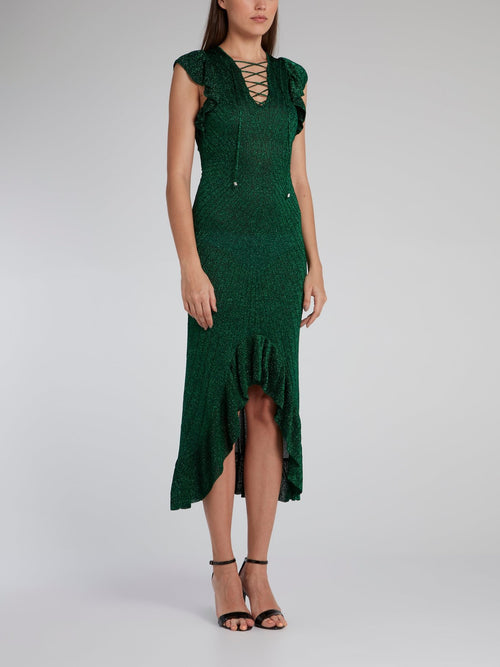 Emerald Frill Hem High Low Dress