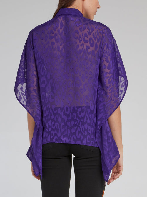 Purple Leopard Mesh Shirt