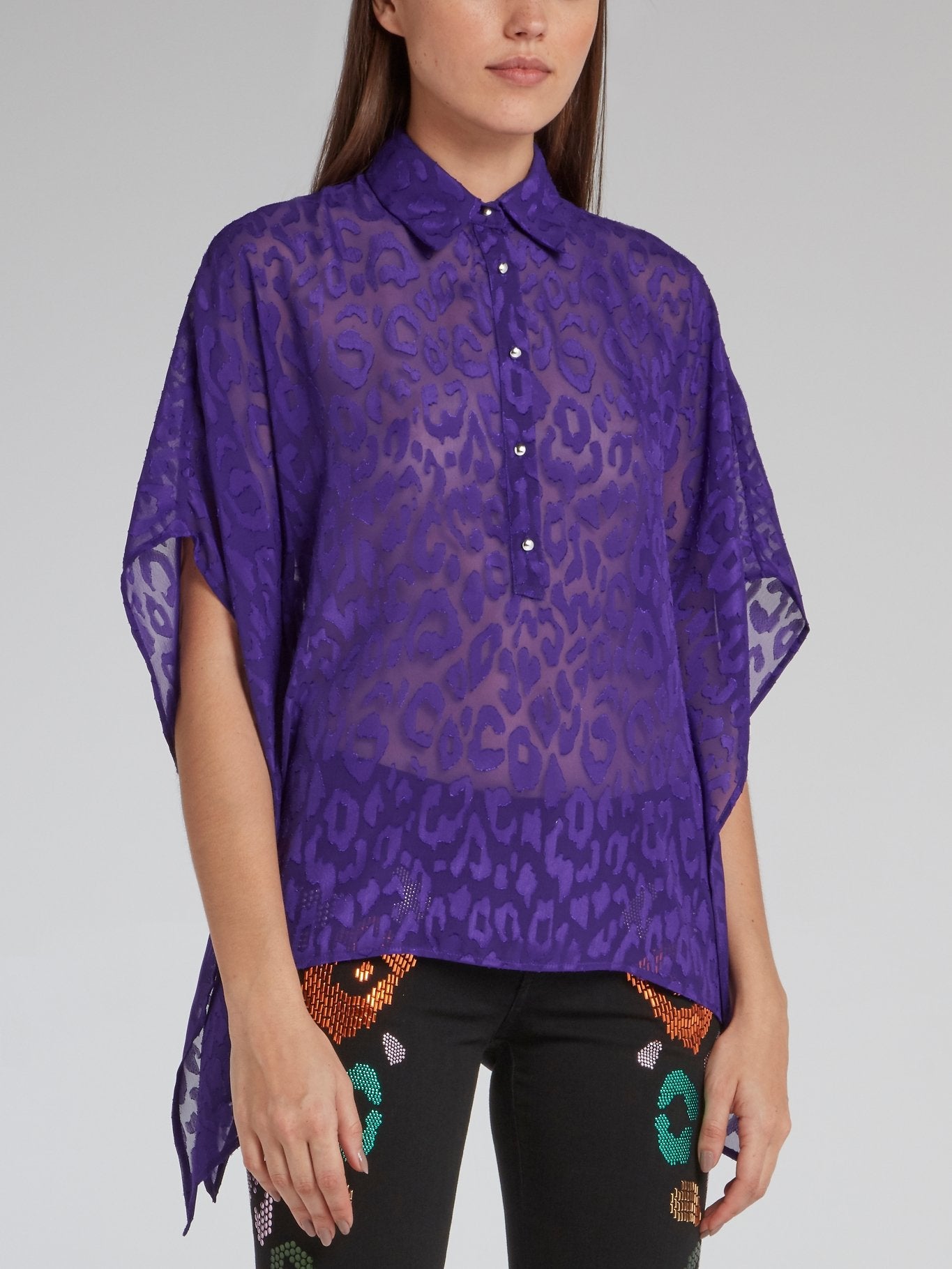 Purple Leopard Mesh Shirt