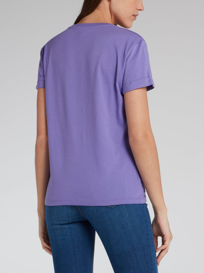 Purple Sequin Snake Logo T-Shirt
