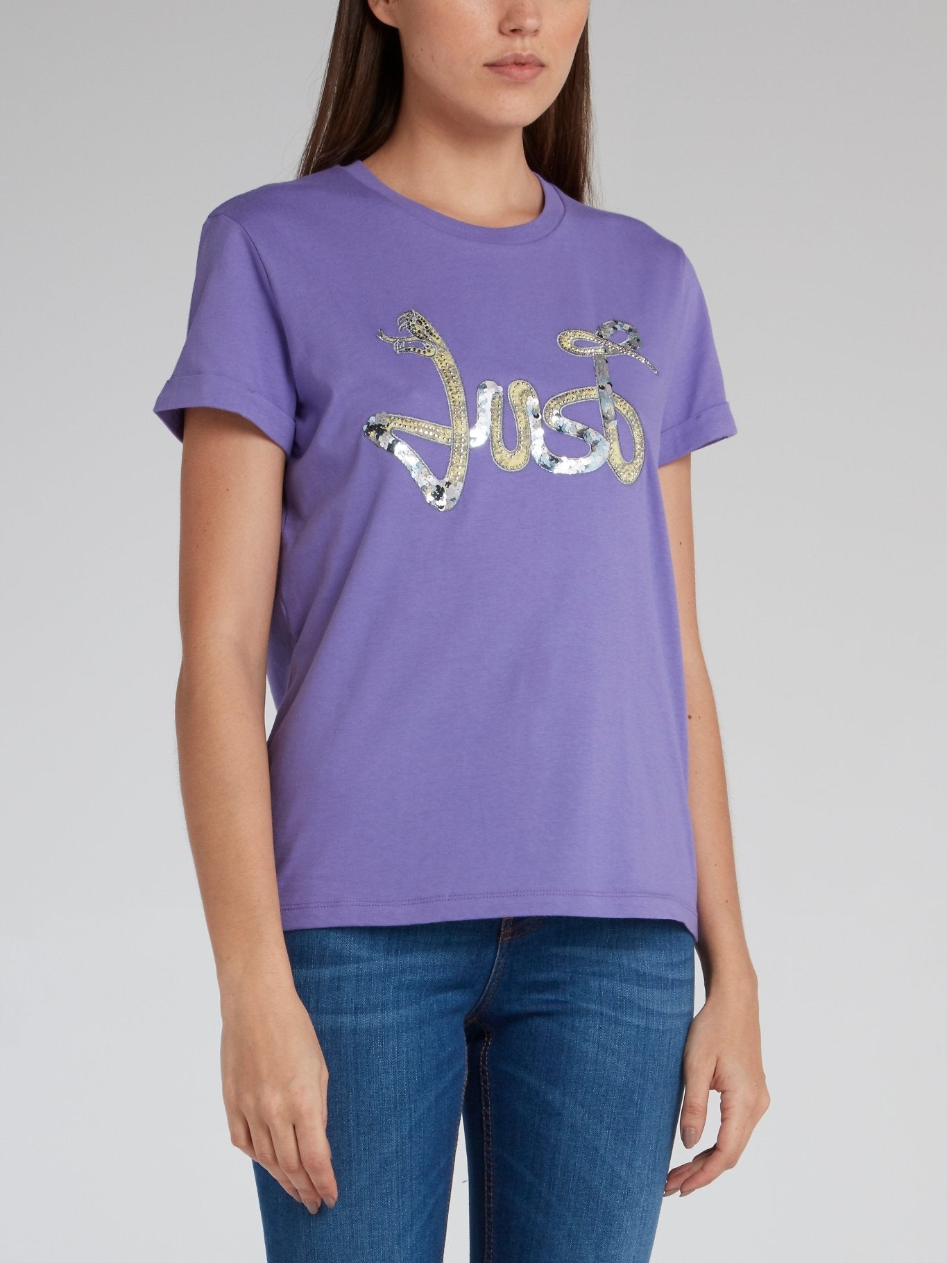 Purple Sequin Snake Logo T-Shirt
