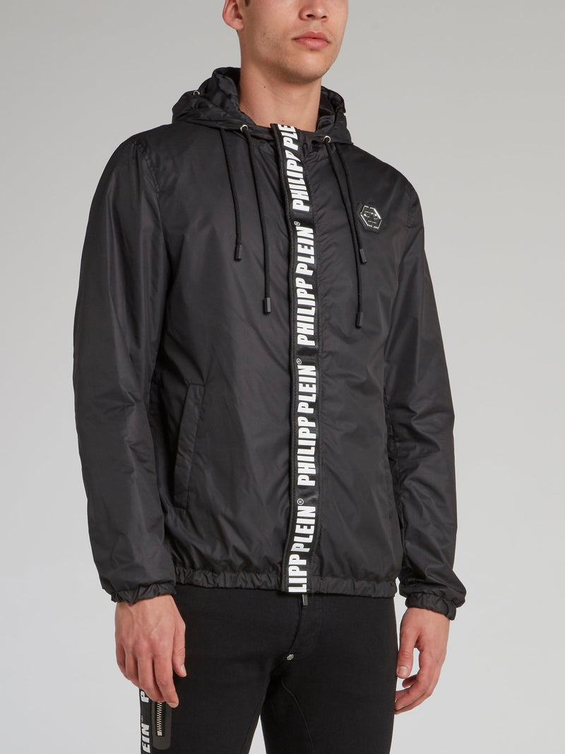 Black Multi-Drawstring Nylon Jacket