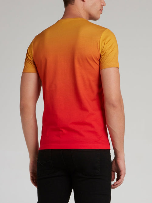 Orange Gradient Embroidered T-Shirt