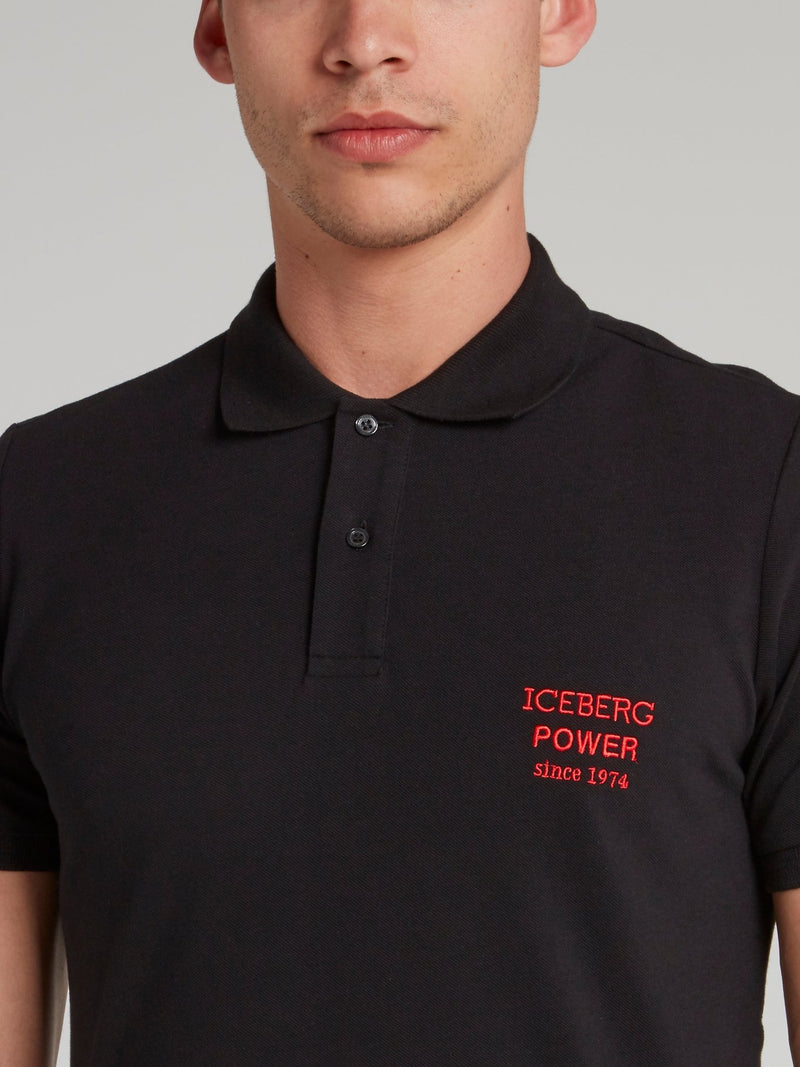 Black Embroidered Logo Polo Shirt