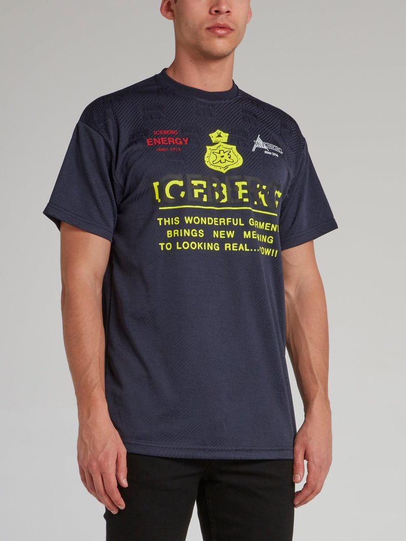 Navy Logo Pinstripe T-Shirt