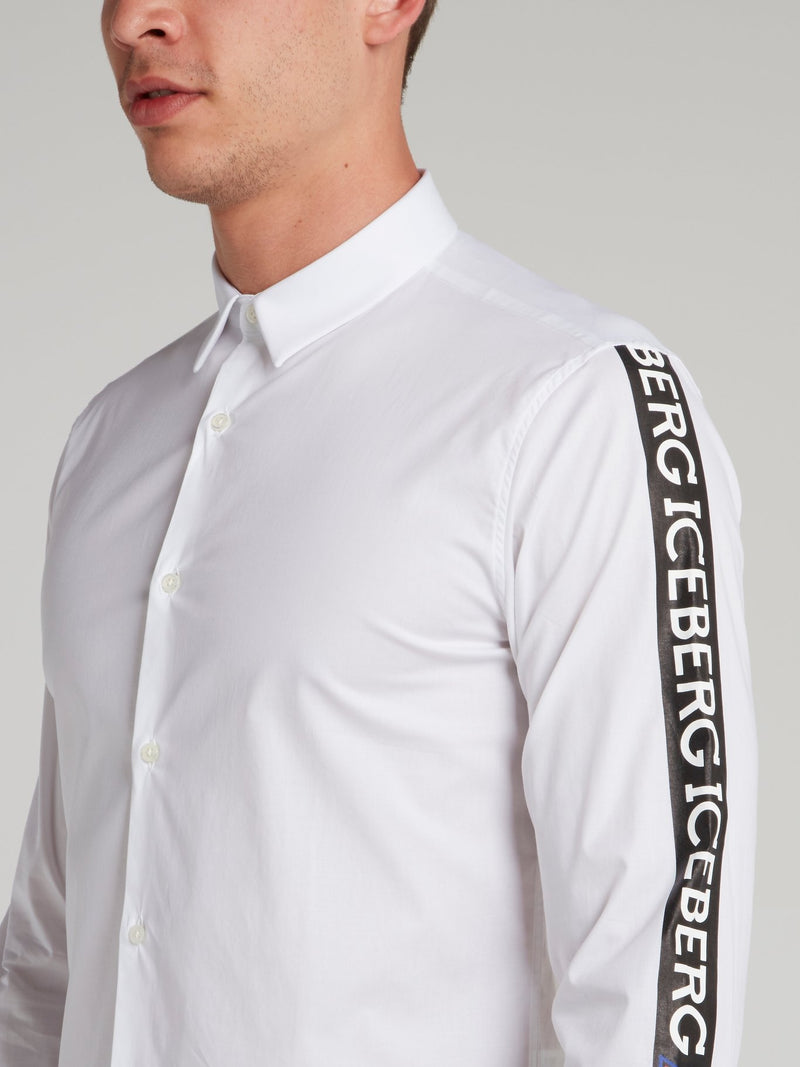 White Logo Tape Sleeve Shirt