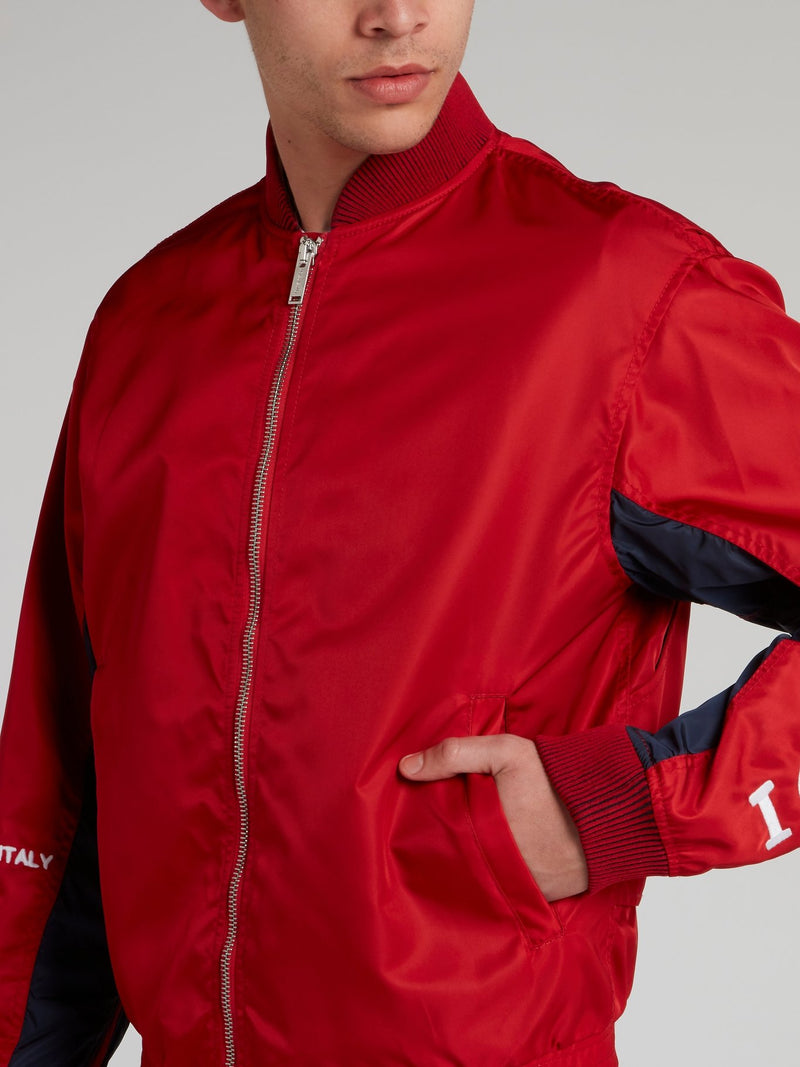 Red Embroidered Logo Sports Jacket