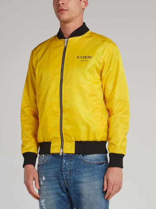 Yellow Logo Print Sports Jacket