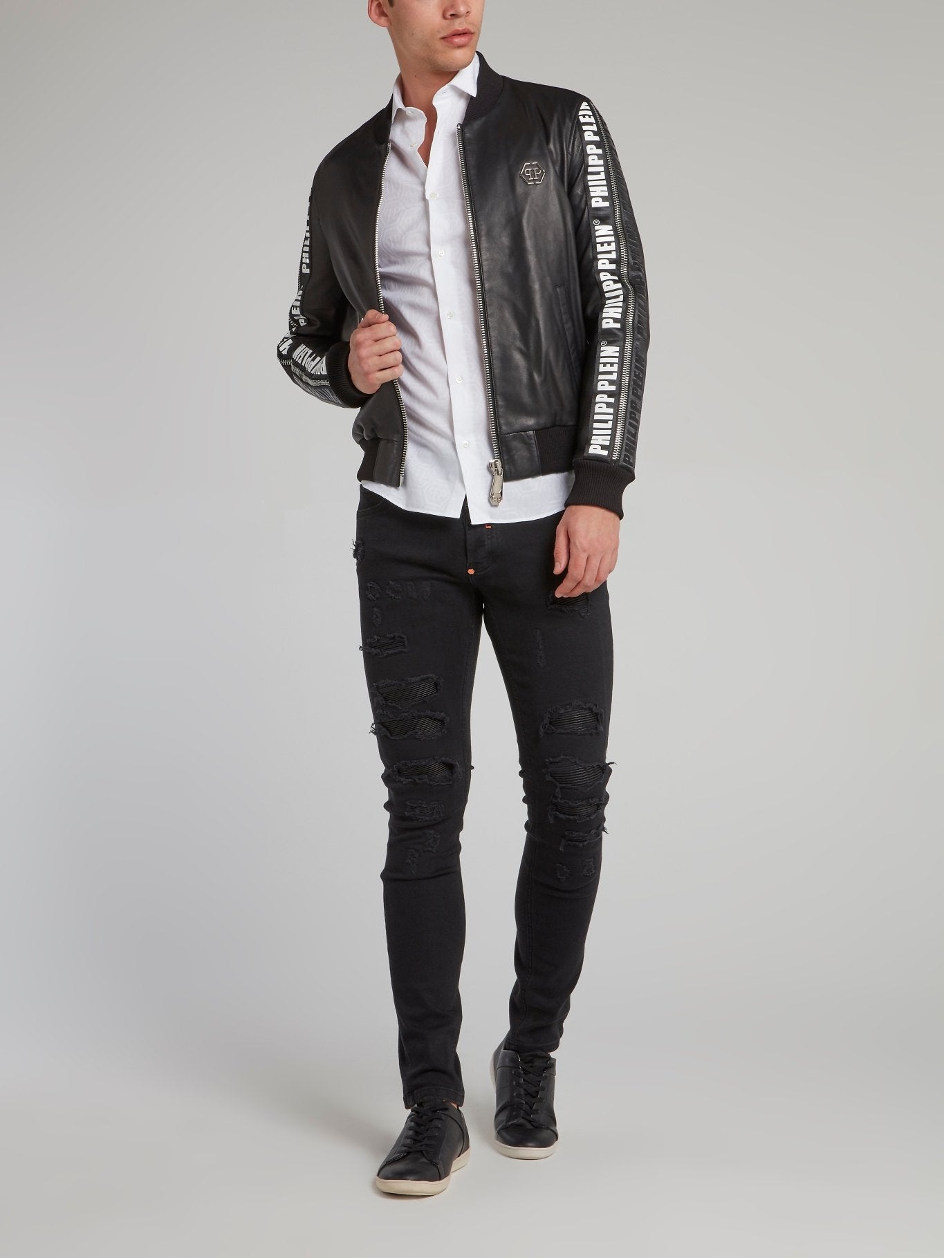 Philipp Plein - Leather Bomber Philipp Plein TM - Black Philipp Plein - Leather Bomber Philipp Plein TM - Black