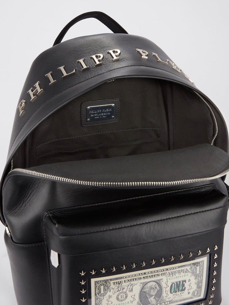 dollar leather backpack Black Dollar Leather Backpack