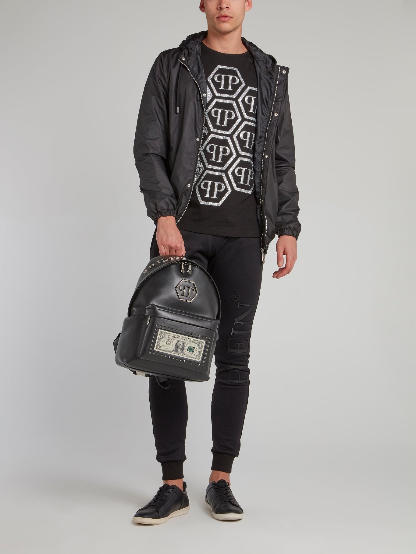 dollar leather backpack Black Dollar Leather Backpack