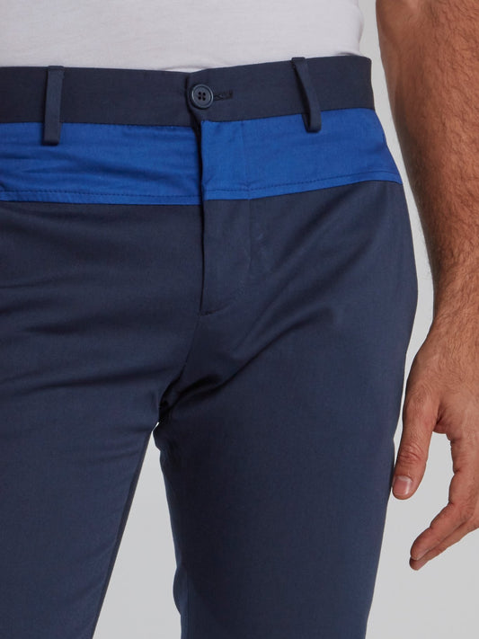 Navy Cropped Chino Pants