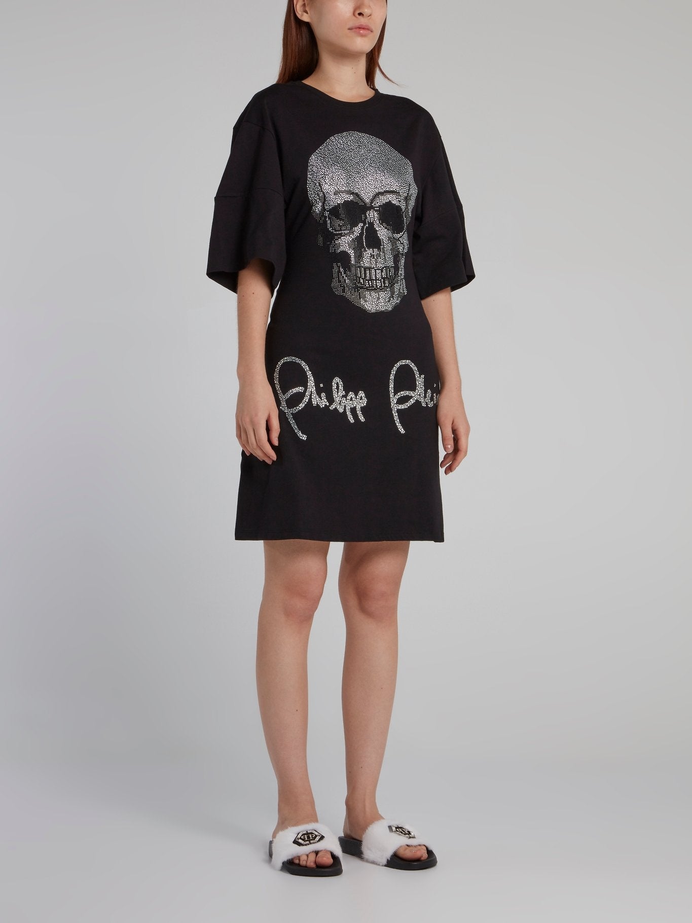 Black Crystal Skull T-Shirt Dress