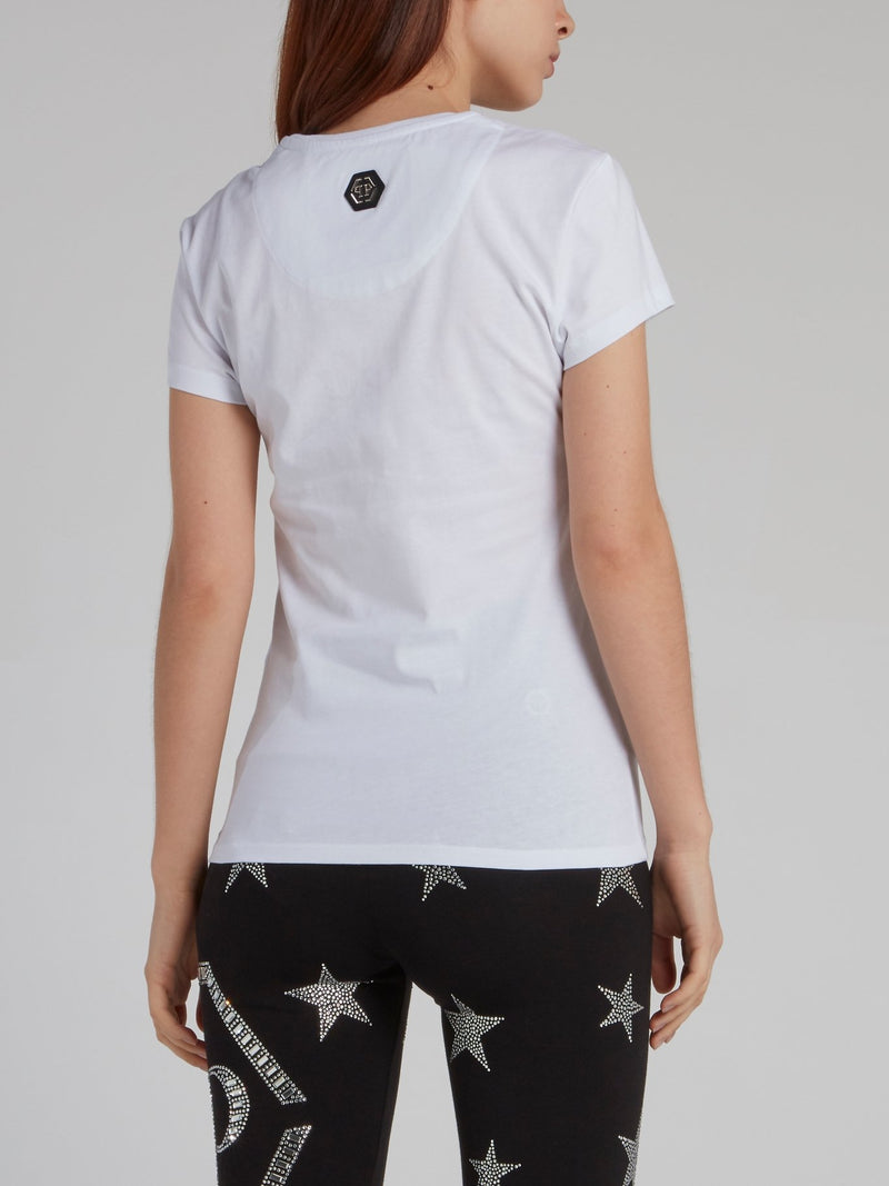 White Statement Fitted T-Shirt