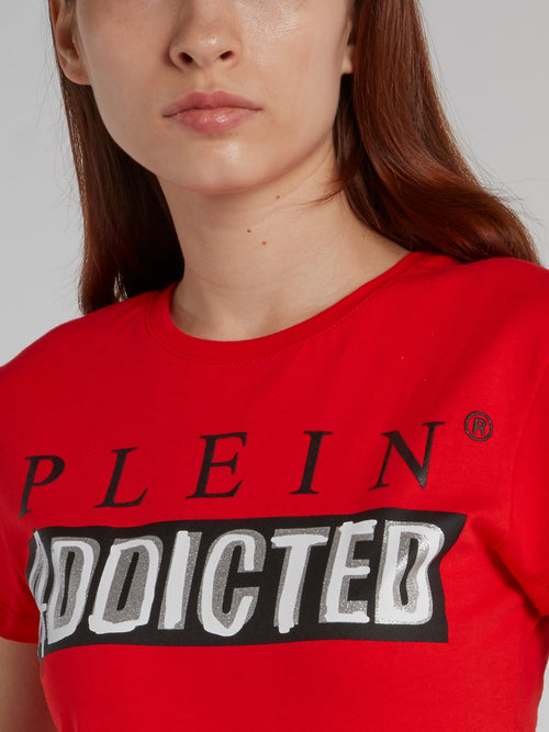 Red Statement Fitted T-Shirt