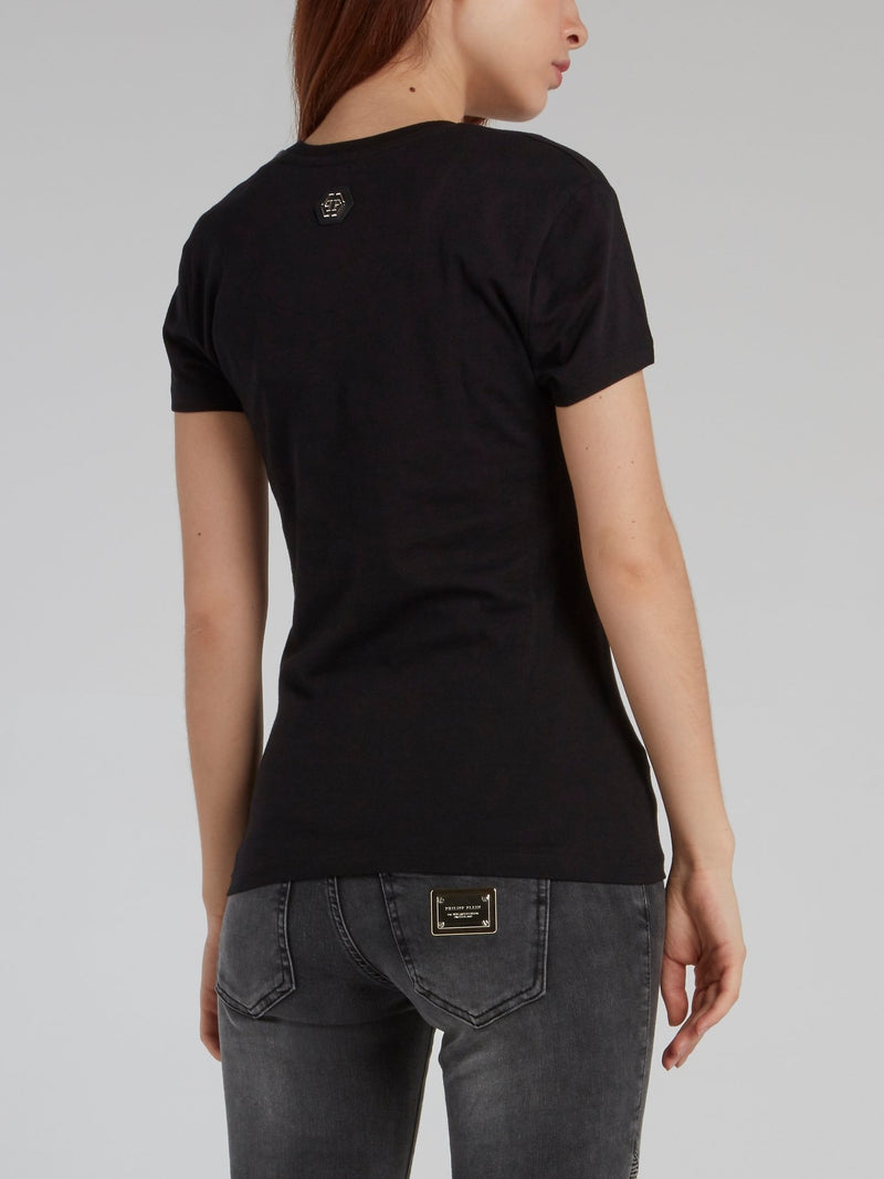 Gothic Plein Black Studded Fitted T-Shirt