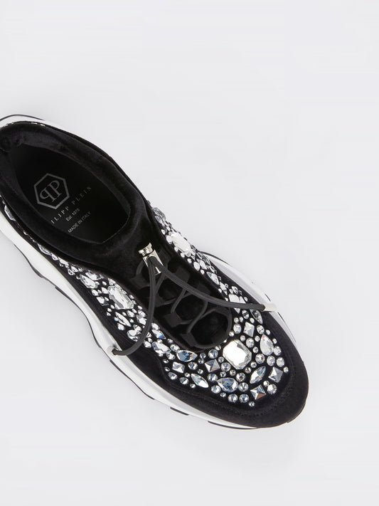Black Runner Crystal Sneakers