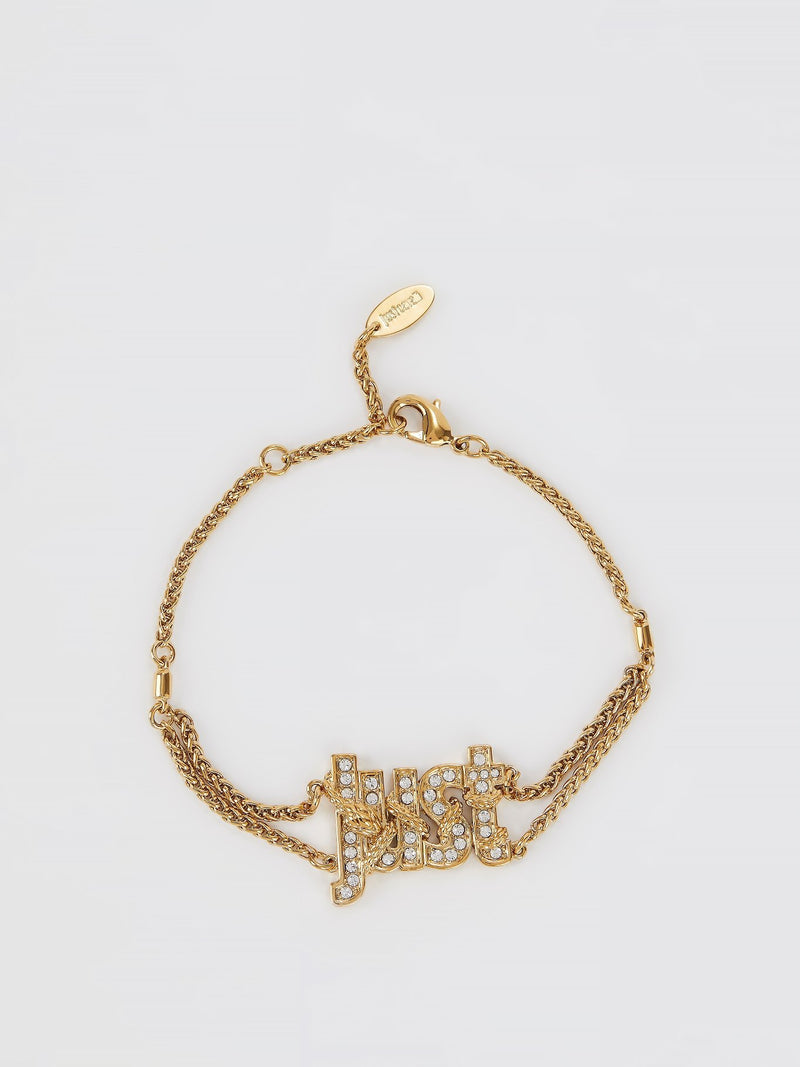 Gold Crystal Studded Monogram Bracelet