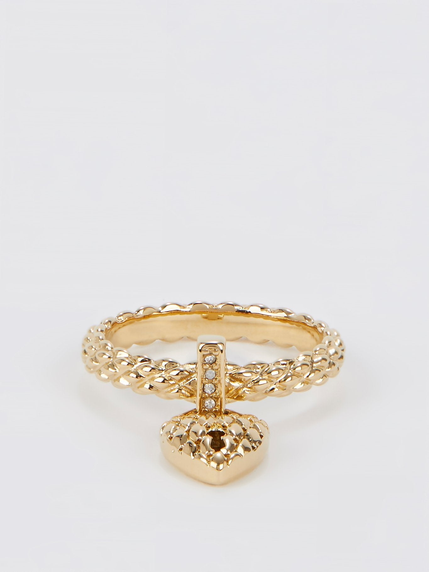 Gold Heart Embellished Ring - Size 6