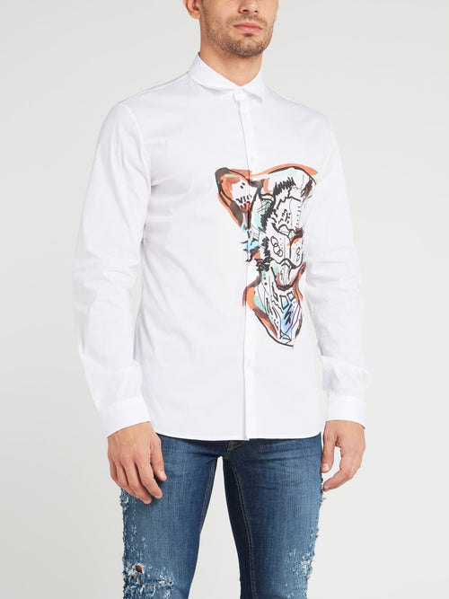 White Tiger Print Shirt