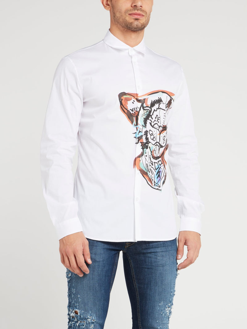 White Tiger Print Shirt