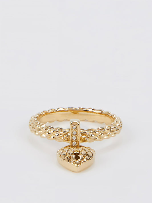 Gold Heart Embellished Ring - Size 8