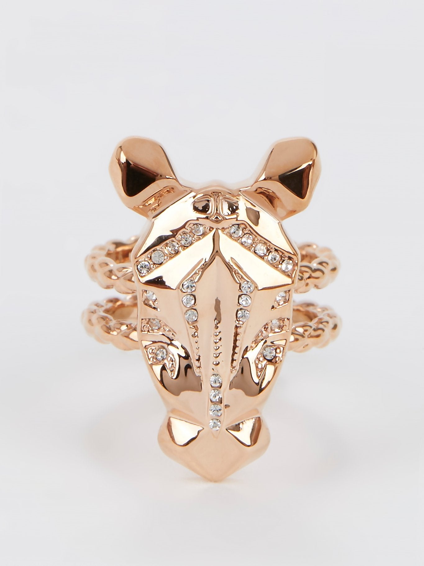Gold Crystal Studded Cavalli Ring - Size 8
