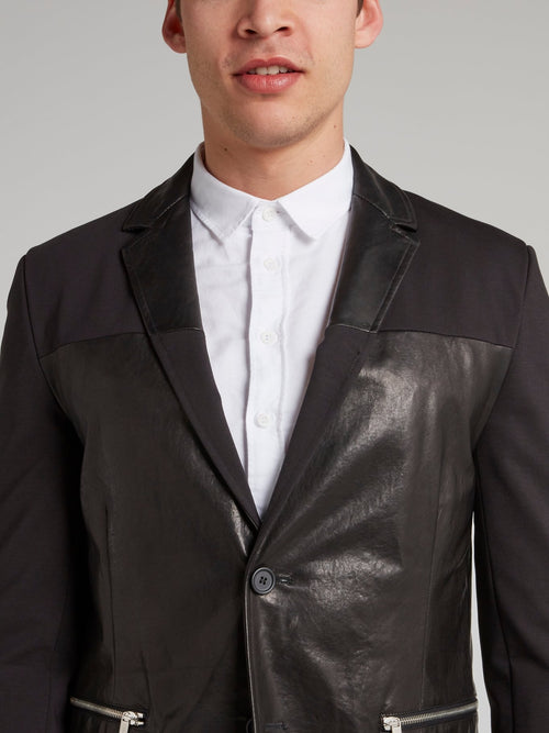 Black Leather Panel Blazer