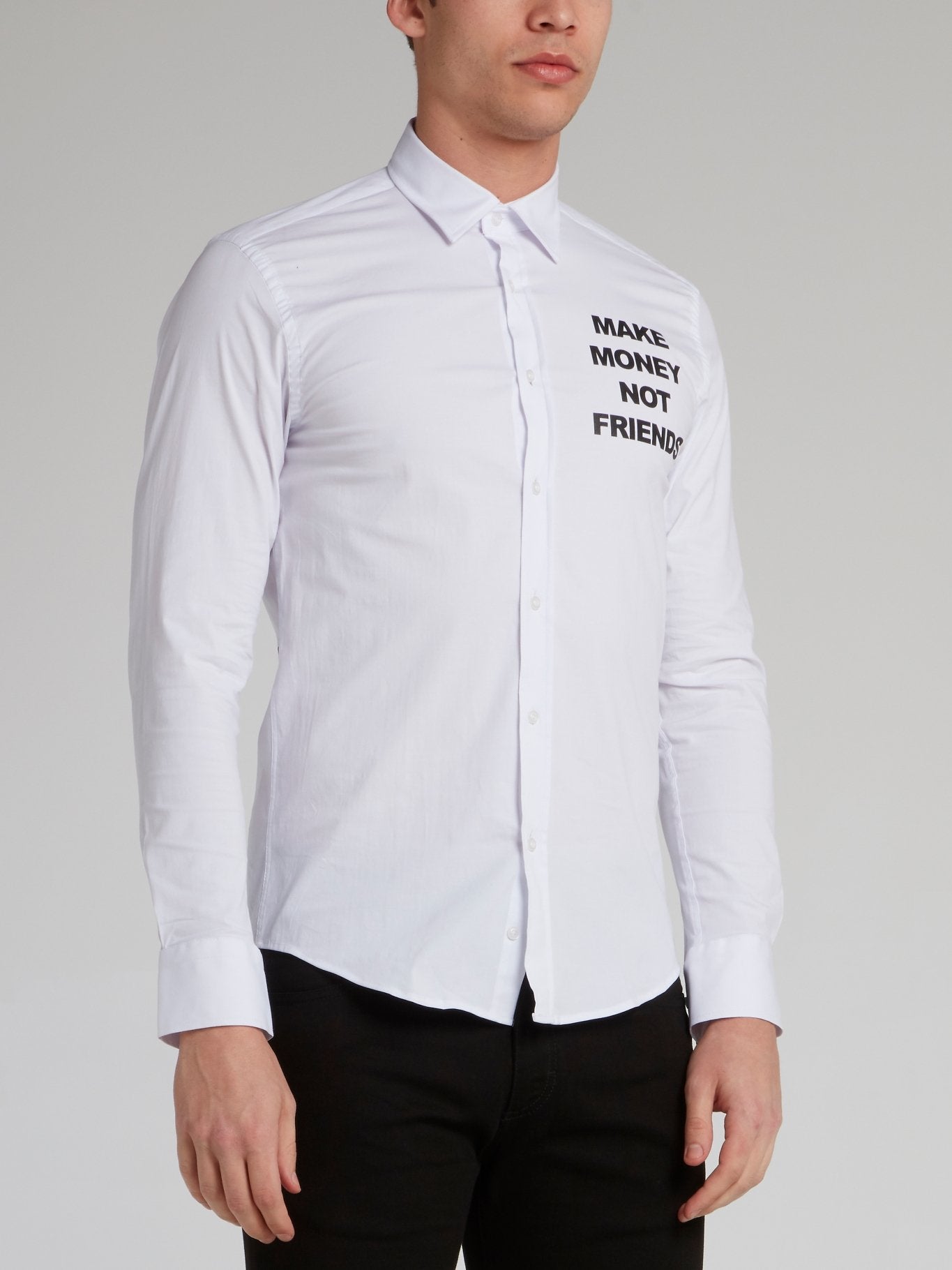 White Statement Button Up Shirt