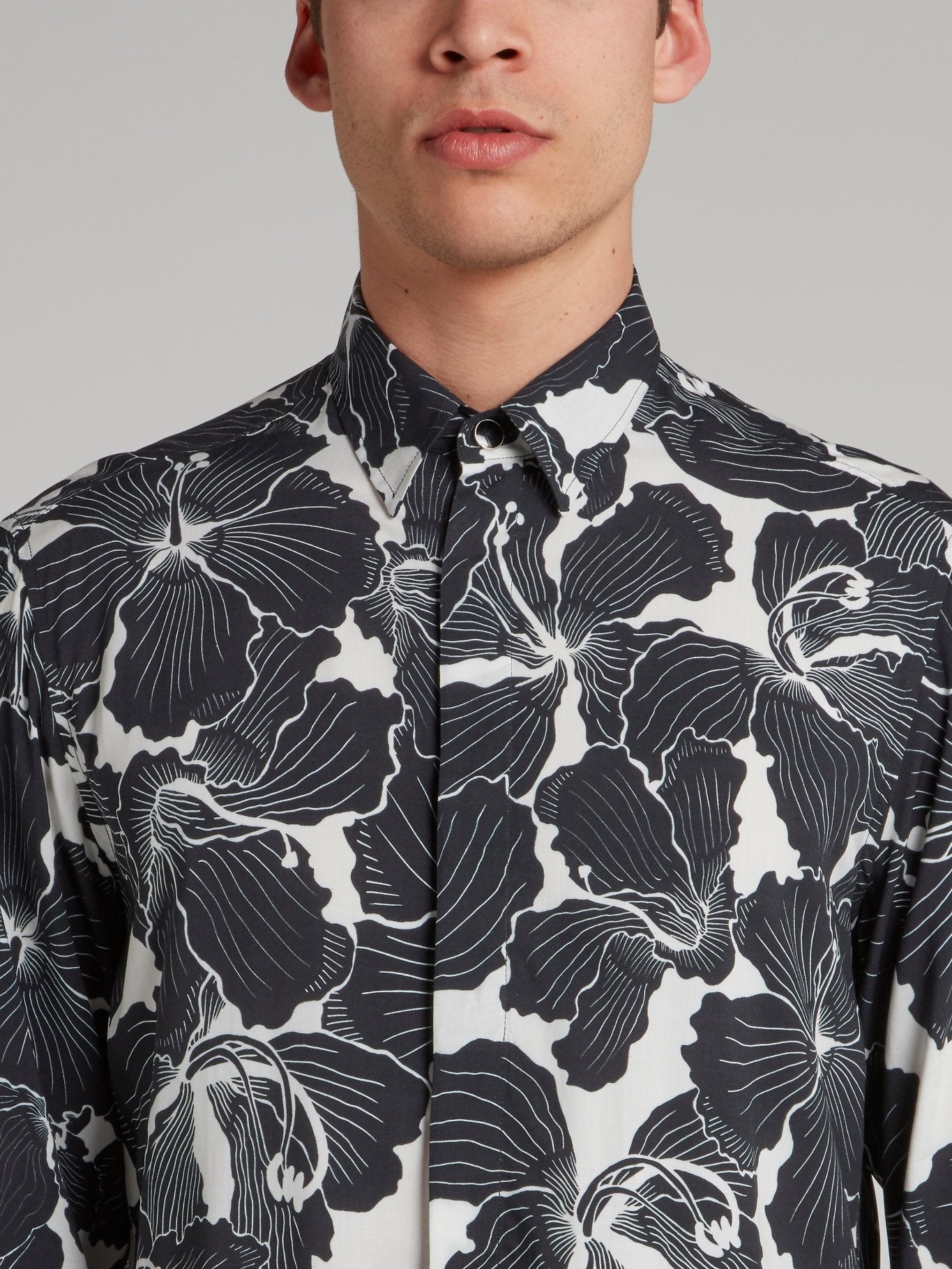 Hibiscus Print Long Sleeve Shirt