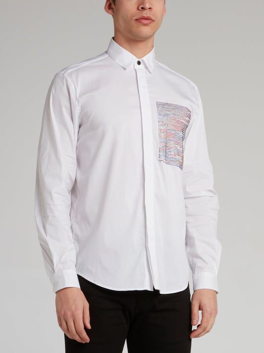 White Multi-Stud Panel Shirt