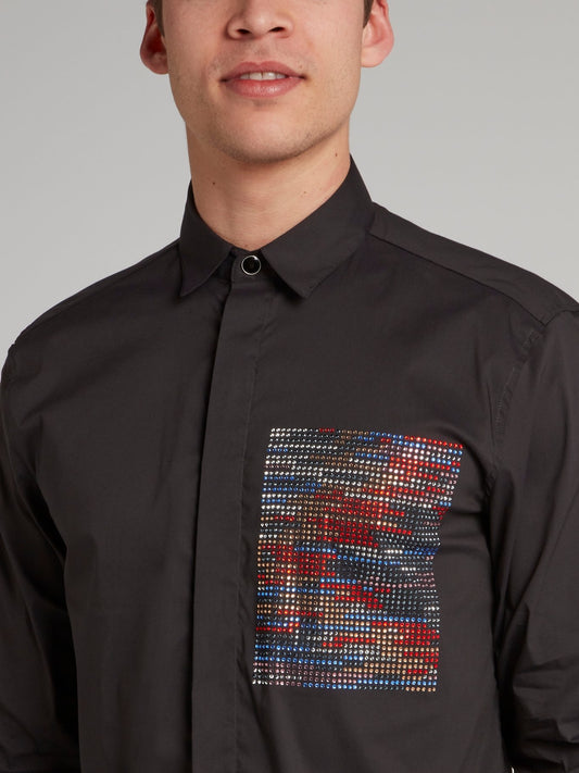 Black Multi-Stud Panel Shirt