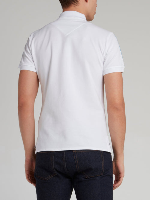 White Logo Tape Shoulder Polo Shirt